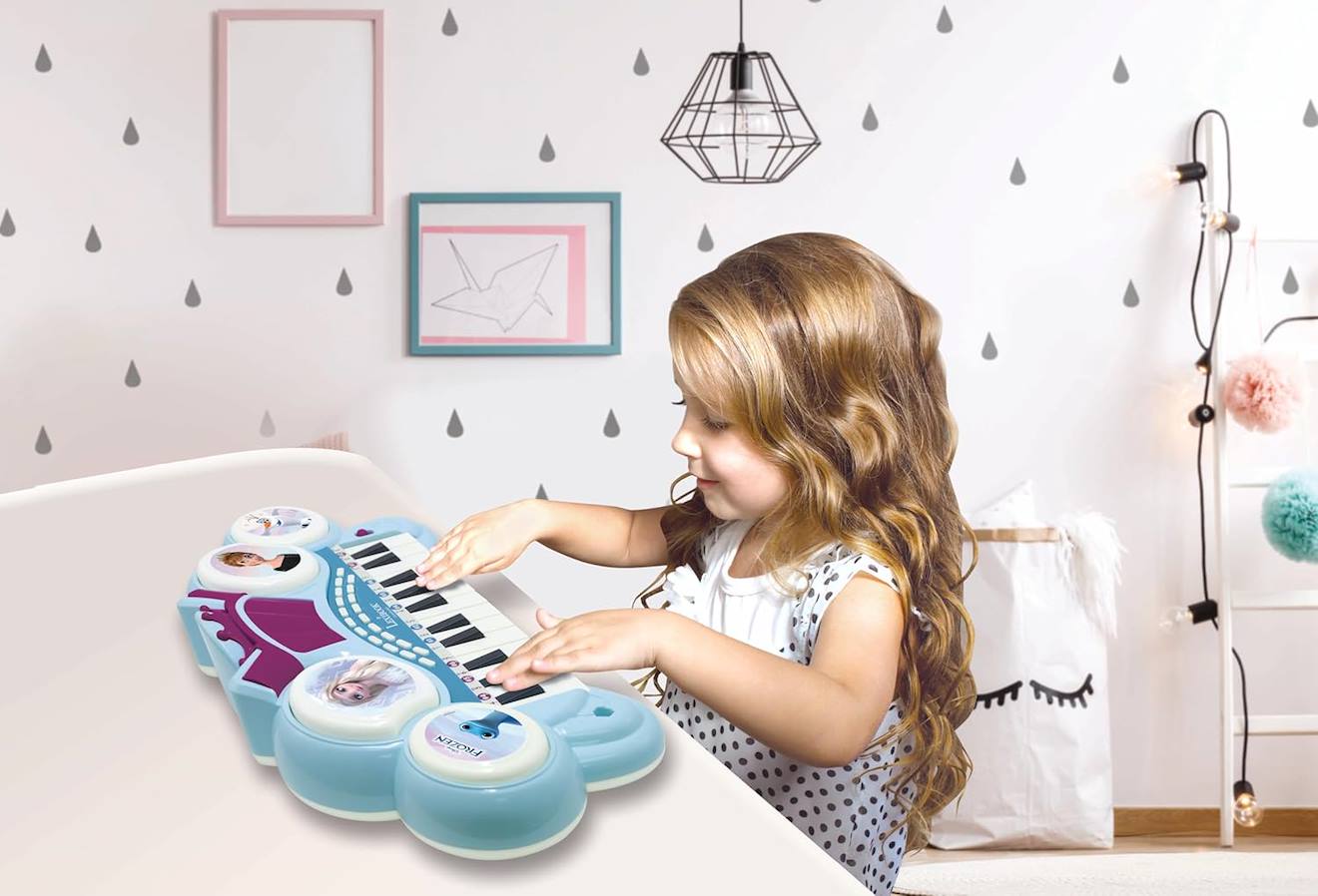 Piano électronique La Reine des Neiges avec siège et micro bleu