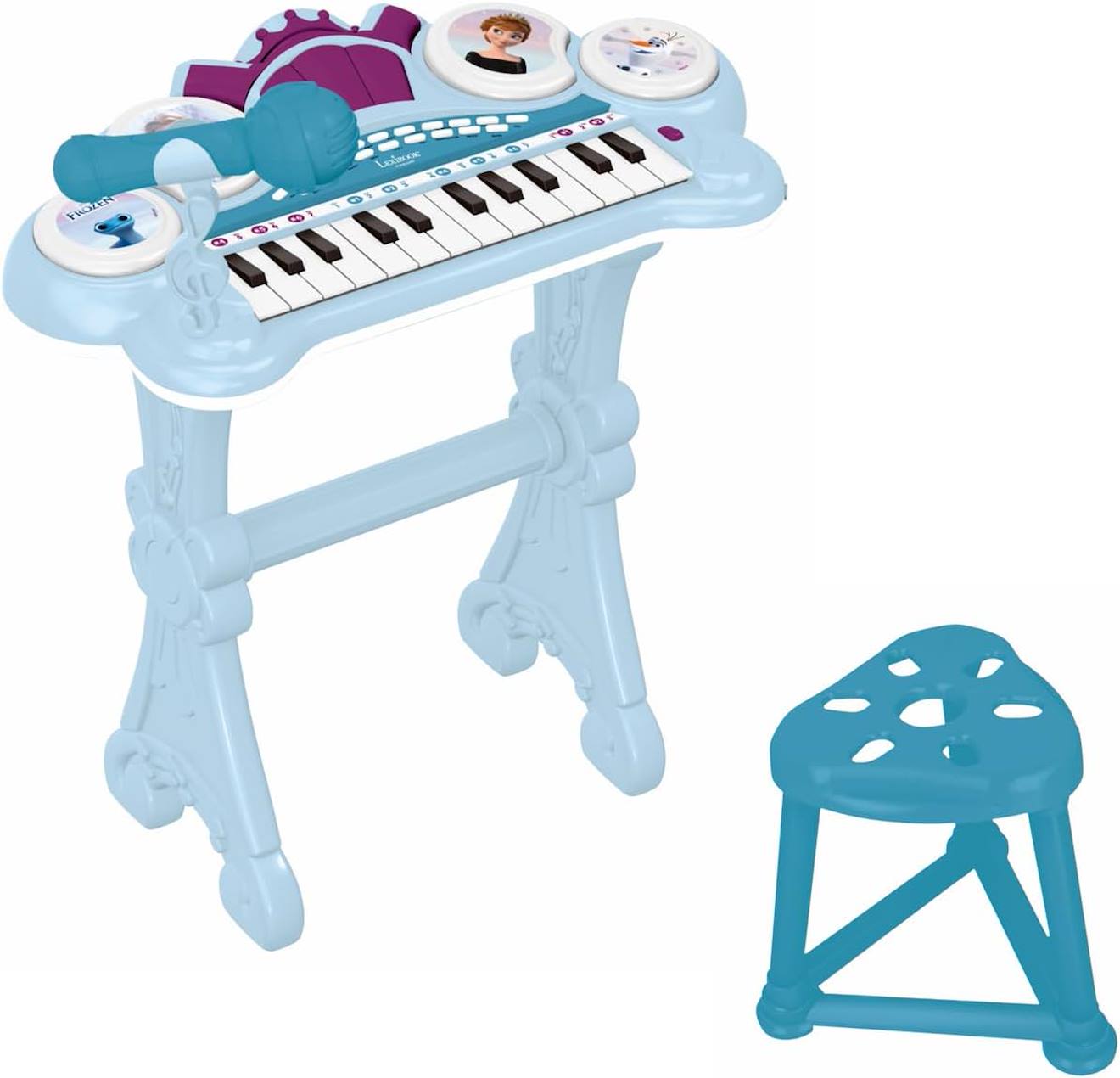 Piano électronique La Reine des Neiges avec siège et micro bleu