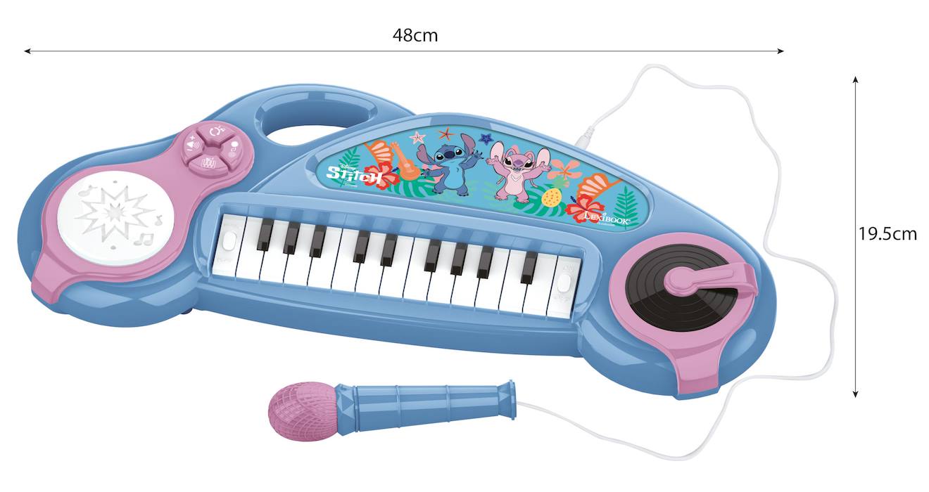 Piano électronique pour enfants Stitch avec effets lumineux bleu