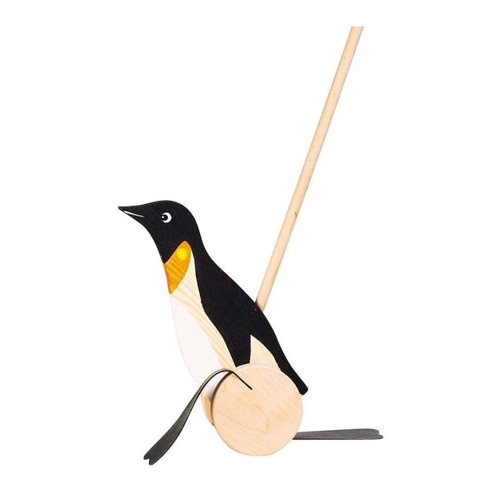 Pingouin à pousser en bois noir