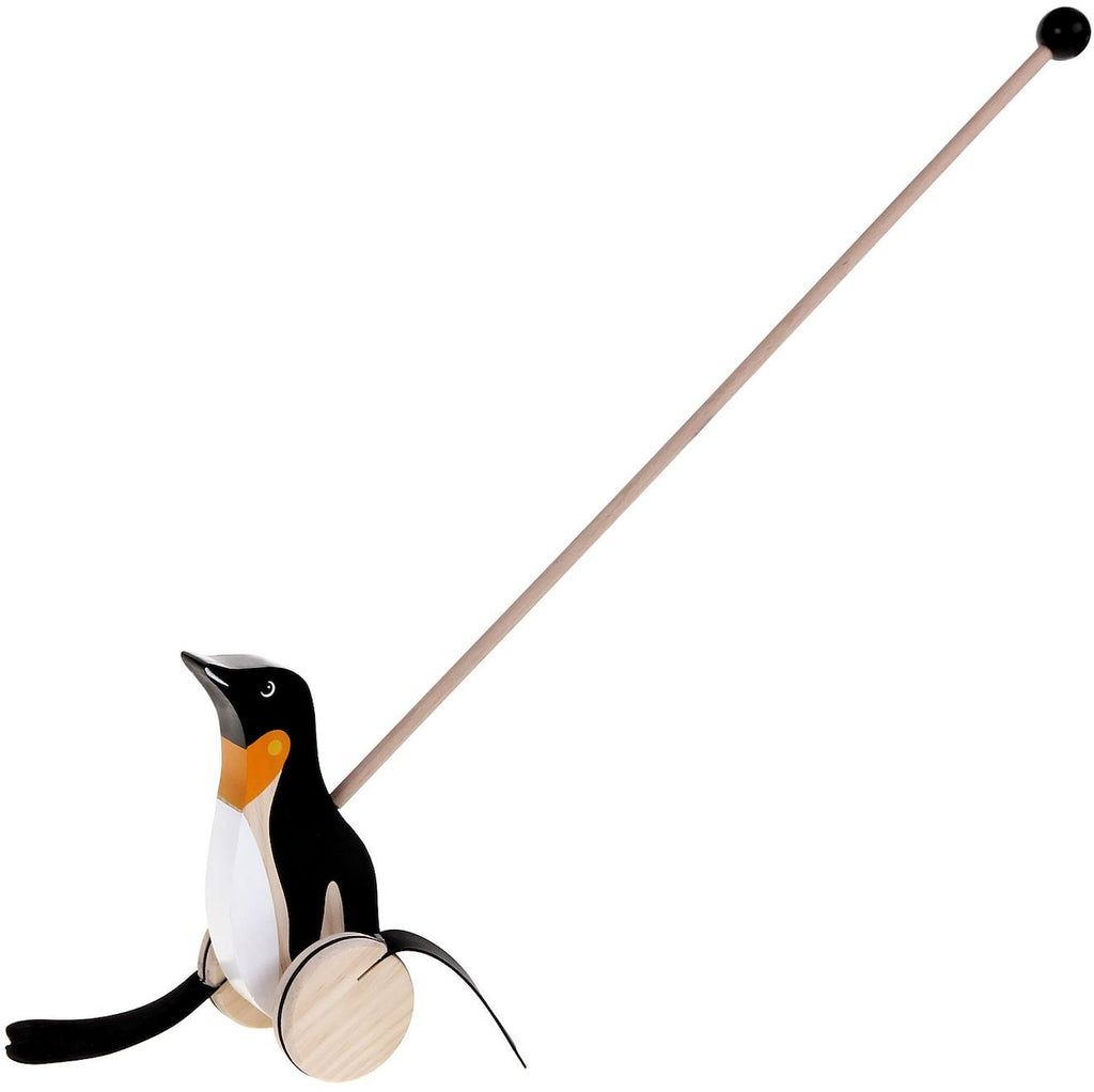 Pingouin à pousser en bois noir