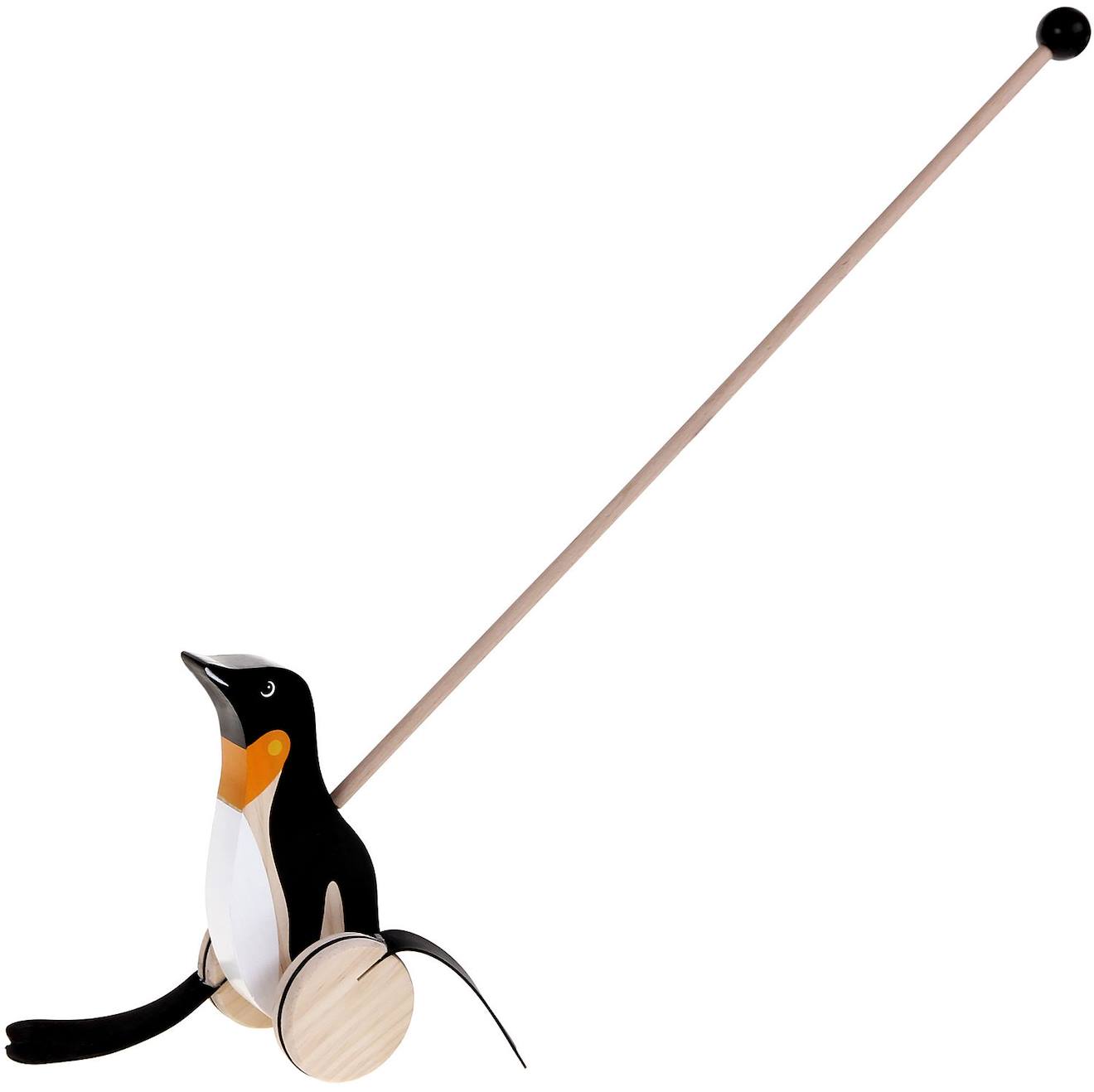 Pingouin à pousser en bois noir