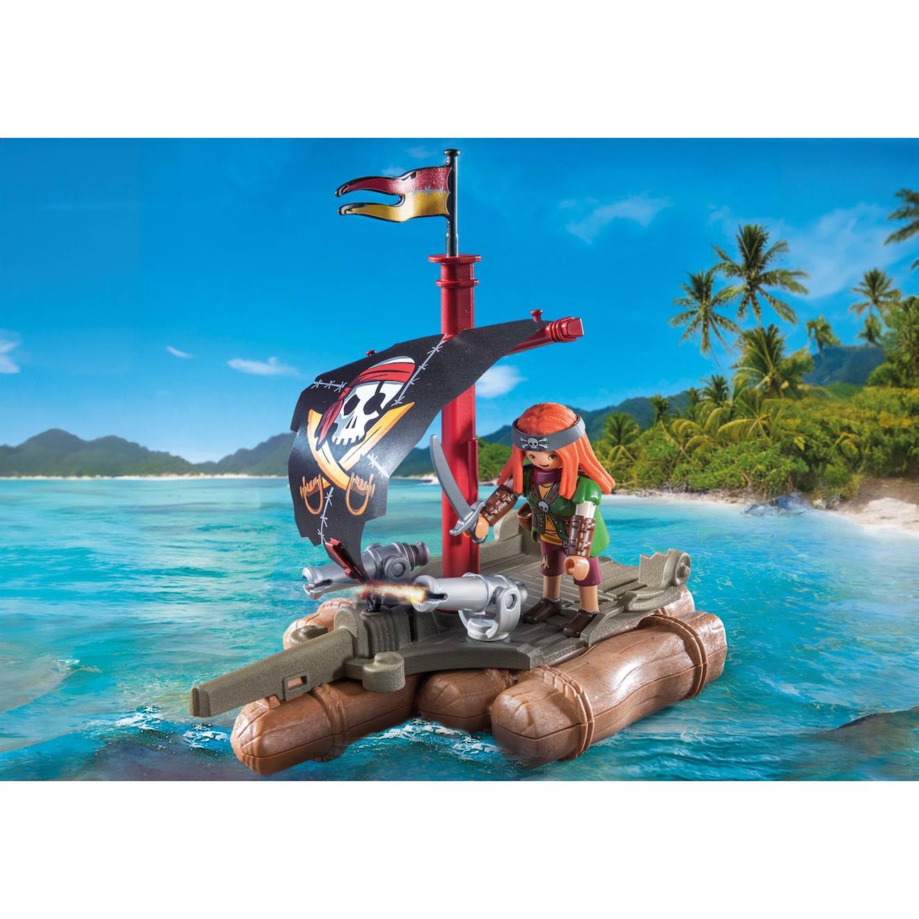 Pirate avec radeau flottant, canons et trésor 71794 multicolore