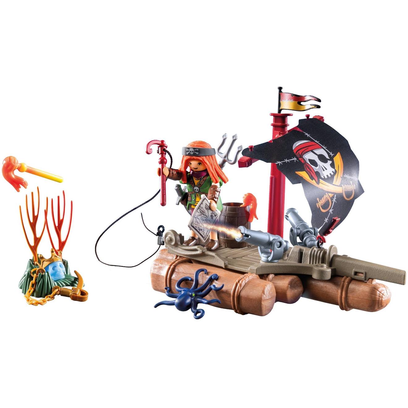 Pirate avec radeau flottant, canons et trésor 71794 multicolore