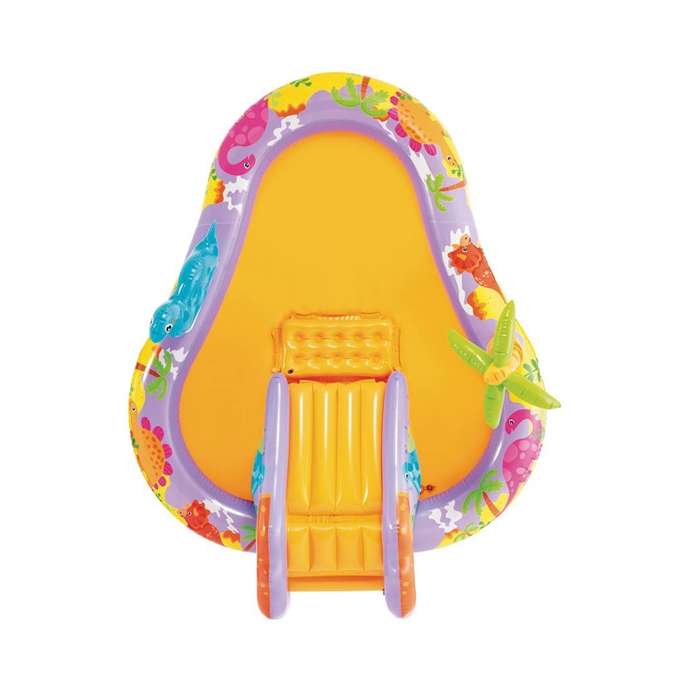 Piscine avec aire de jeux dino multicolore