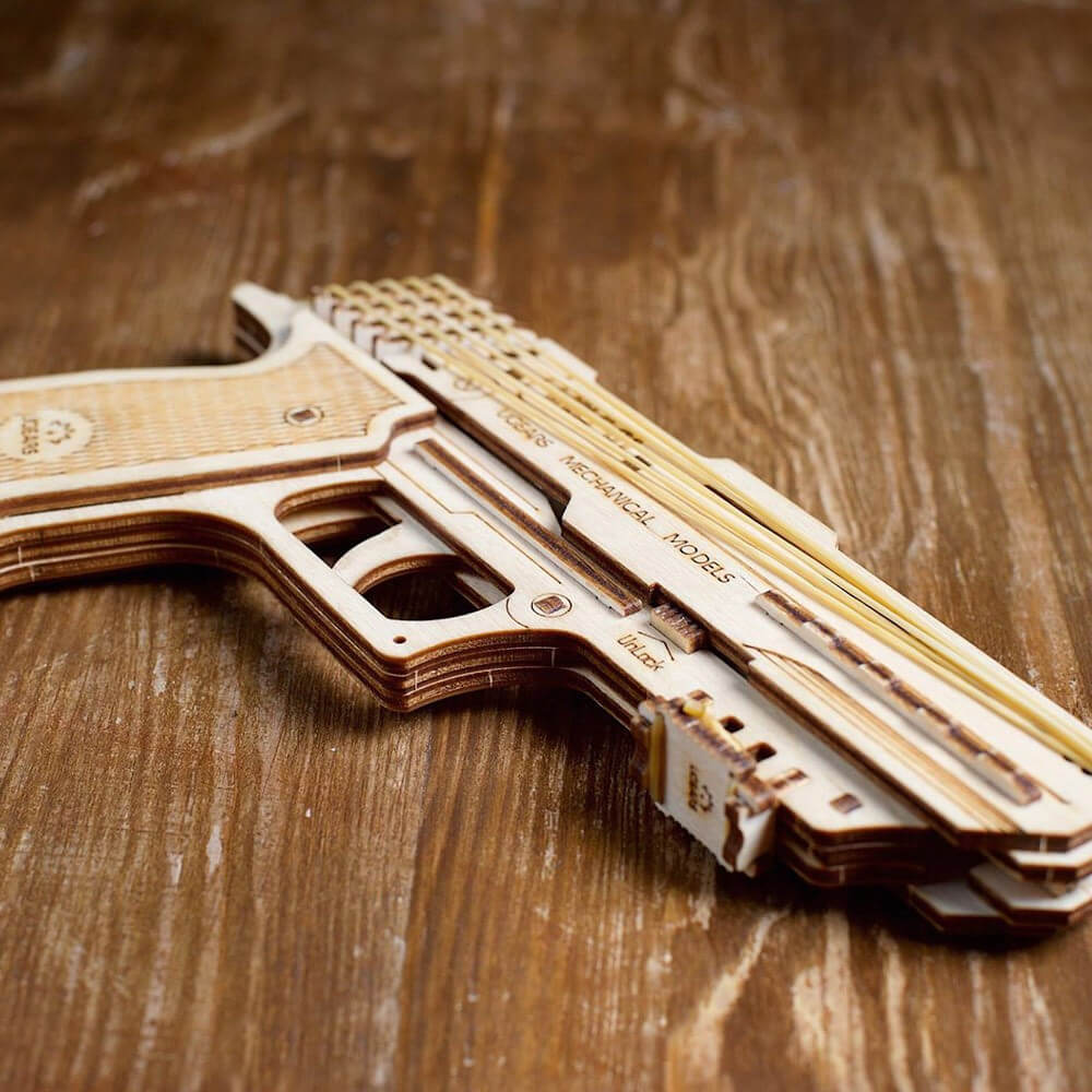 Pistolet WOLF-01 en Bois à Monter - Maquette Bois Ugears