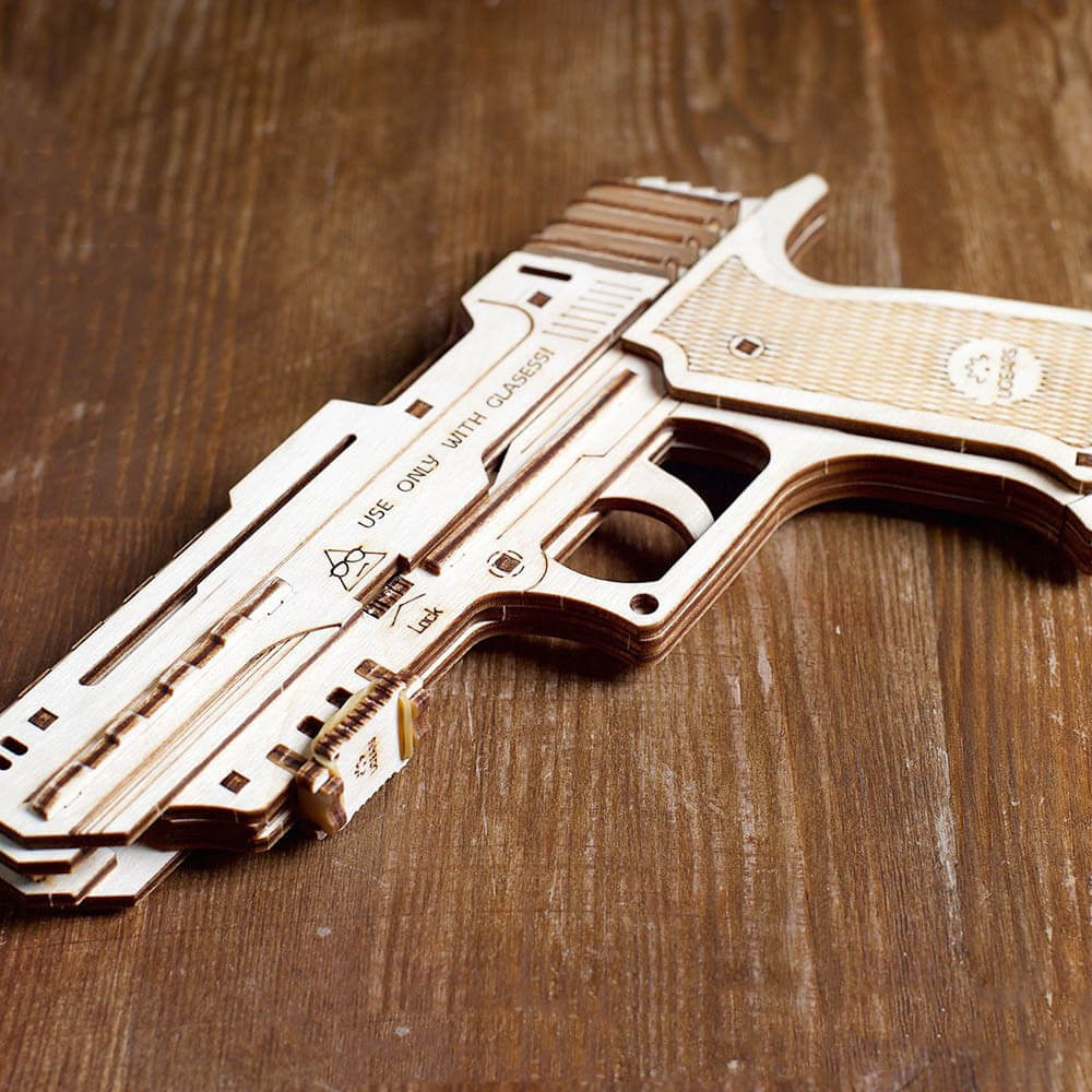 Pistolet WOLF-01 en Bois à Monter - Maquette Bois Ugears