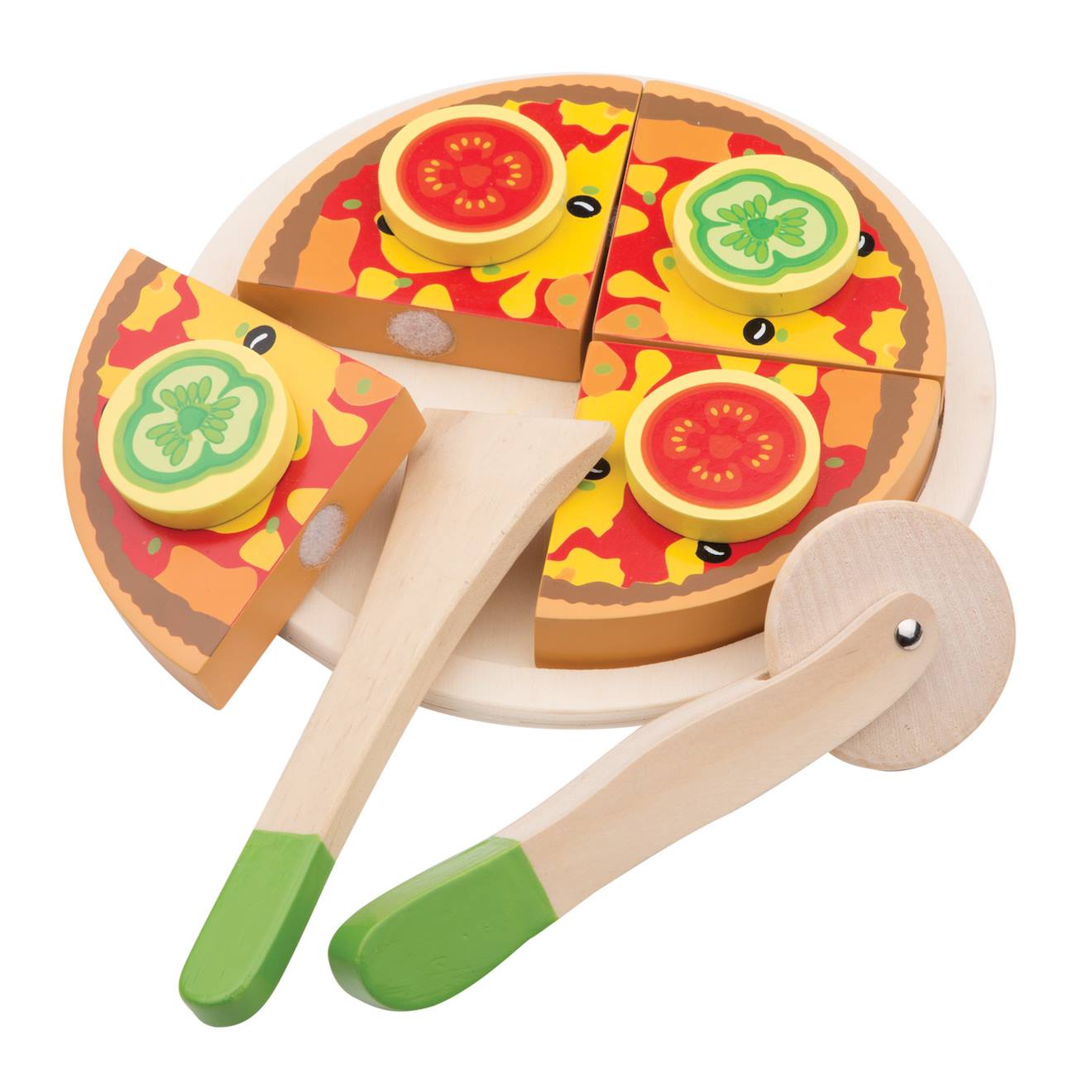 Pizza en bois à couper beige