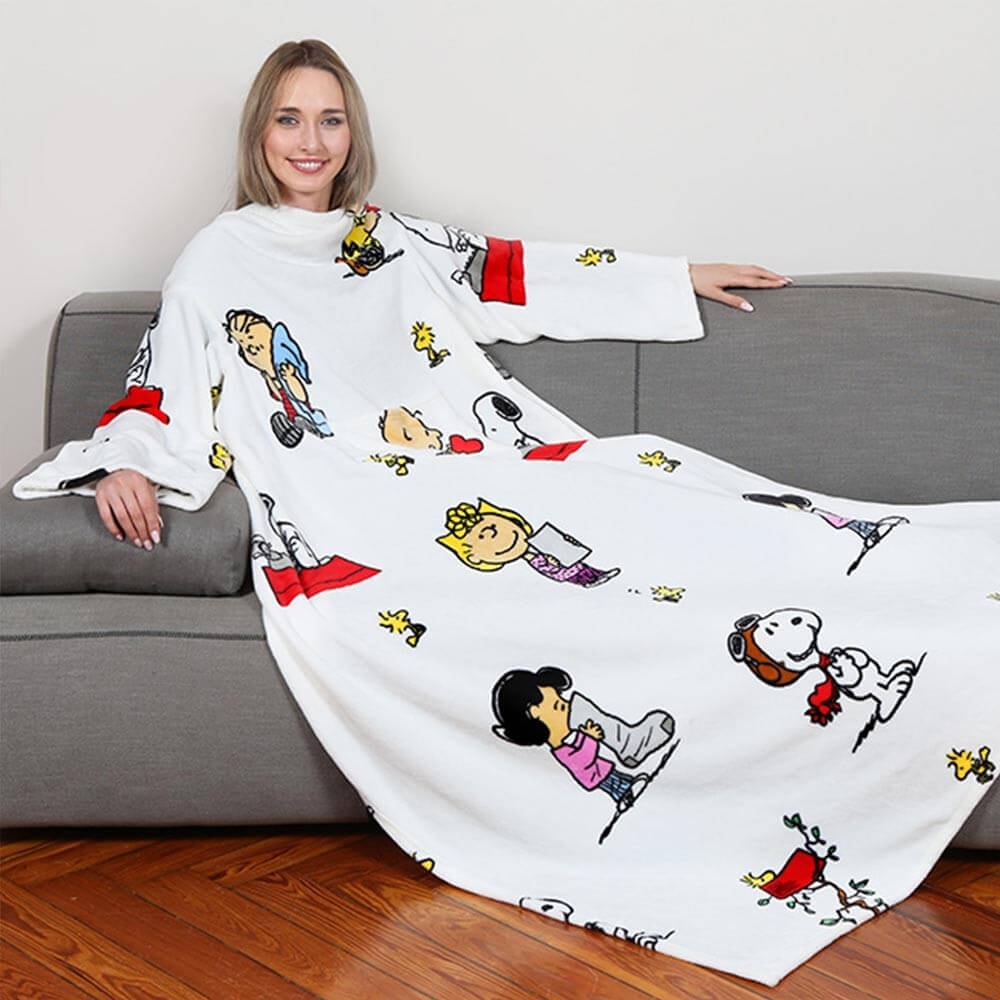 Plaid à Manches Snoopy Blanc - Plaid Original