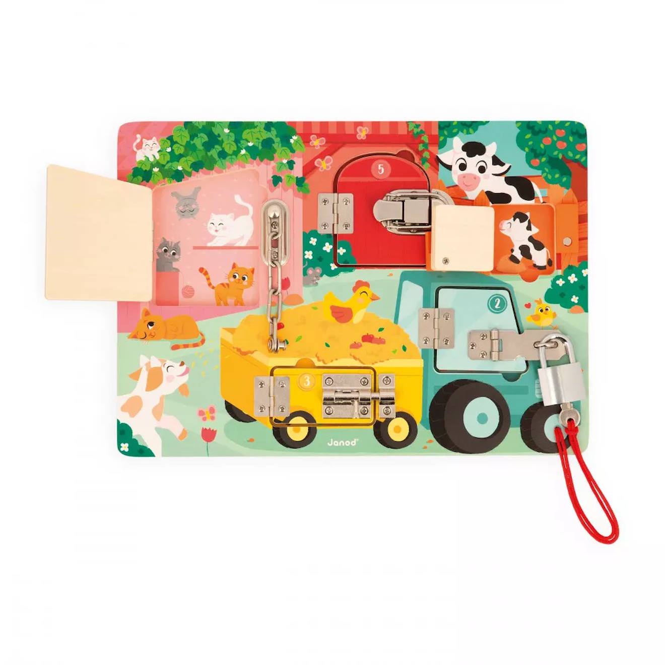 Planche à cadenas la ferme en bois FSC multicolore