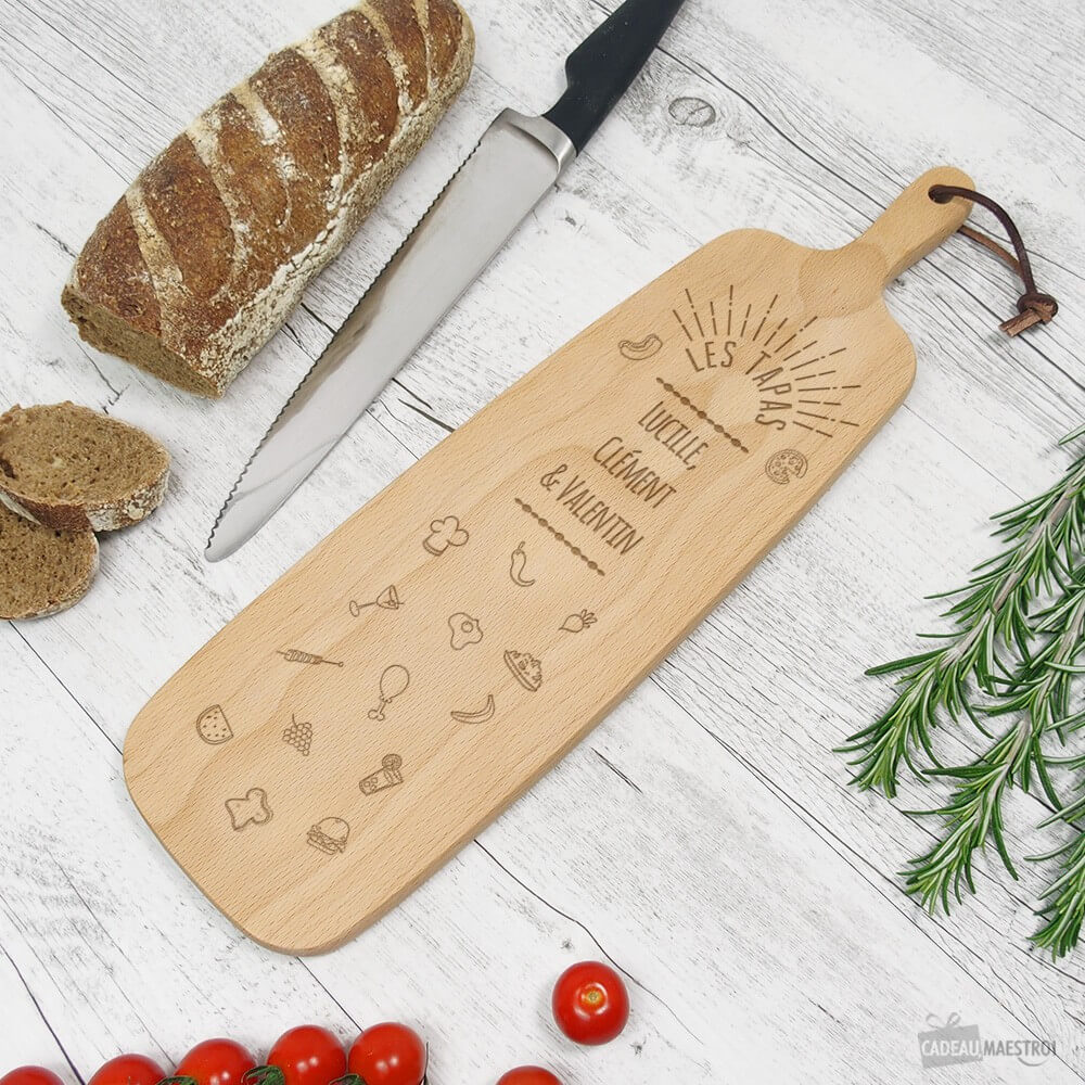 Planche Allongée Tapas à Personnaliser - Planche à Découper Personnalisée