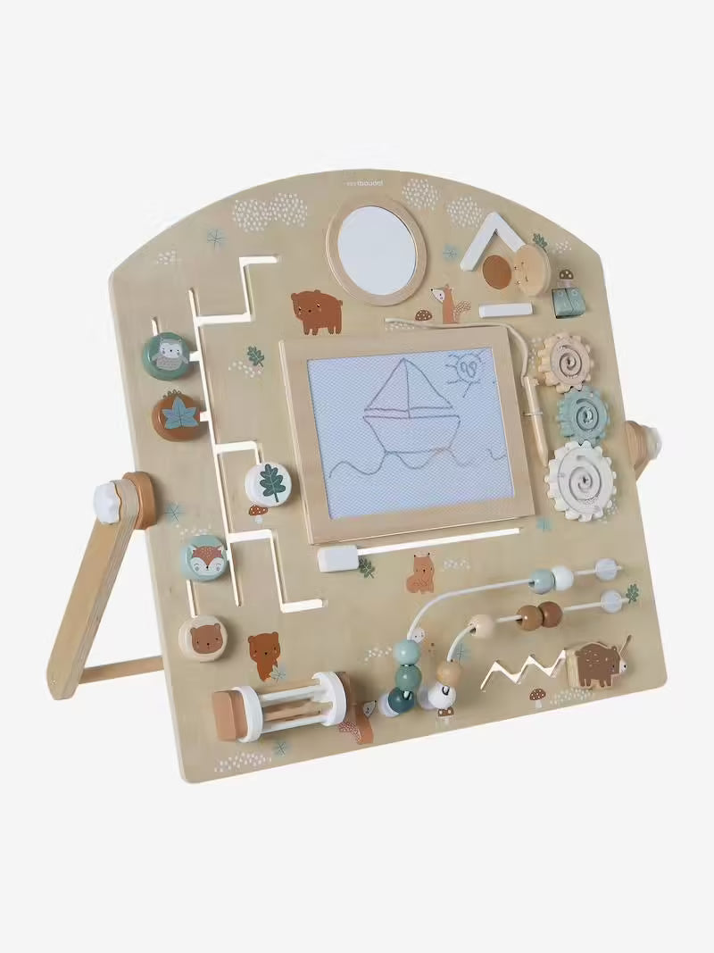 Planche d’activités en bois – Un jouet d’éveil complet et durable