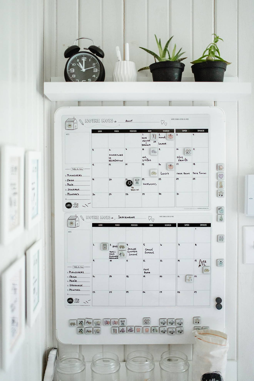 Planificateur magnétique familial mensuel blanc