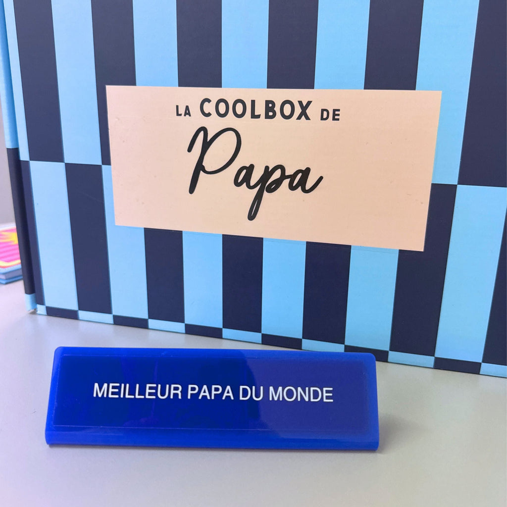 Plaque de bureau Meilleur Papa du Monde avec inscription en relief