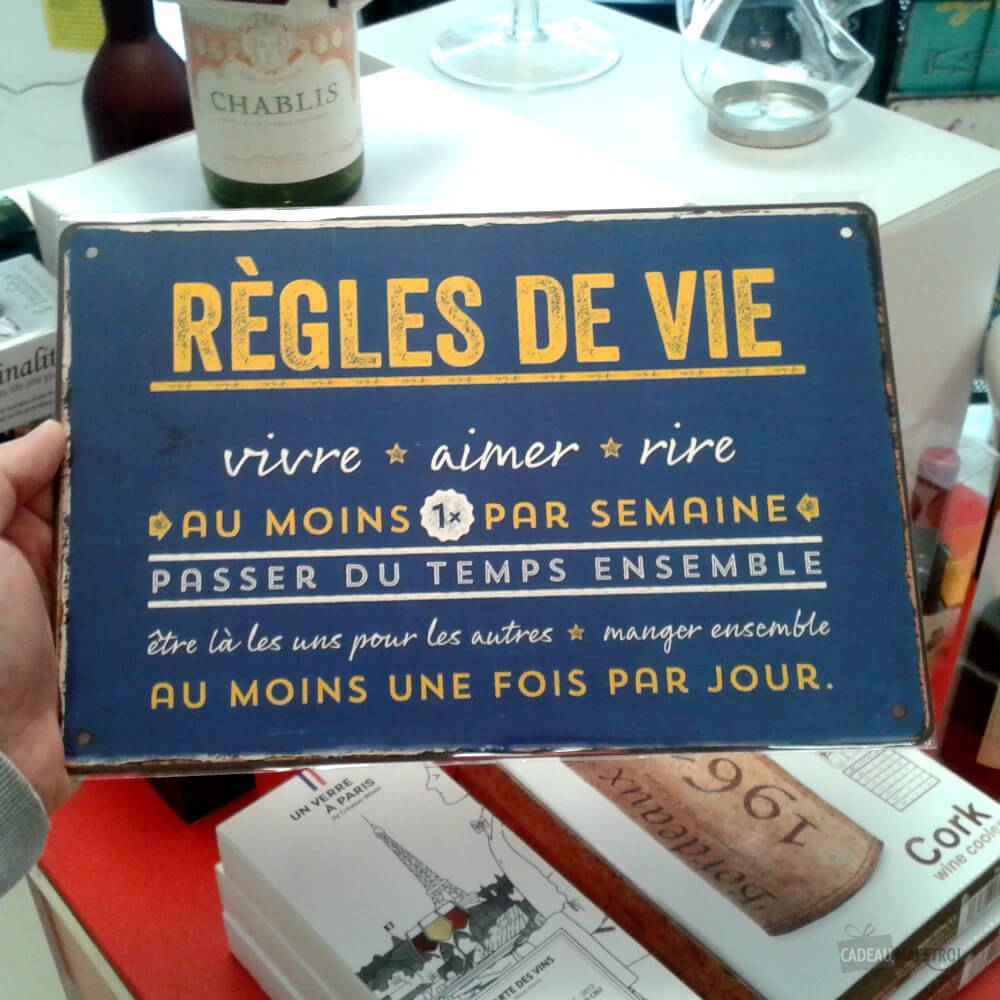 Plaque Métal "Règles de Vie" - Décoration Murale CadoMaestro