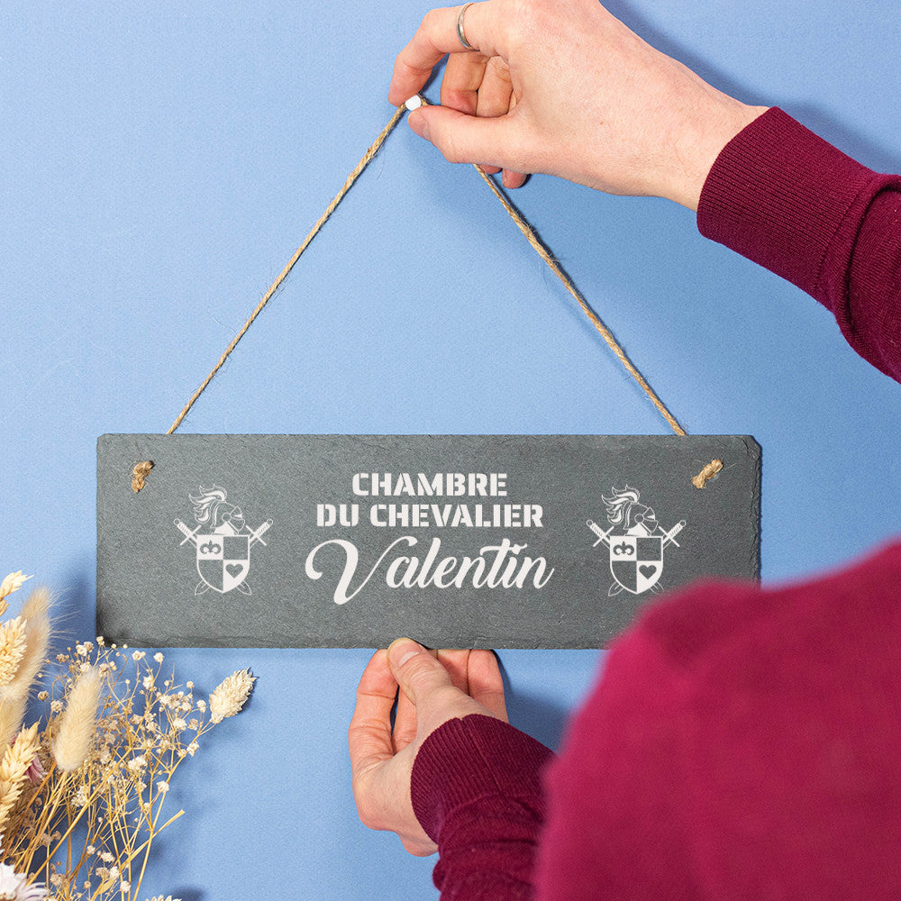 Plaque de Porte Ardoise Chevalier à Personnaliser - Décoration Murale