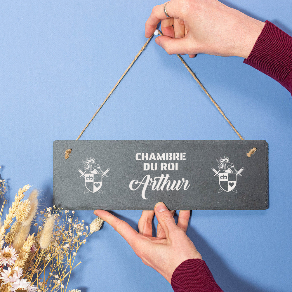 Plaque de Porte Ardoise Chevalier à Personnaliser - Décoration Murale