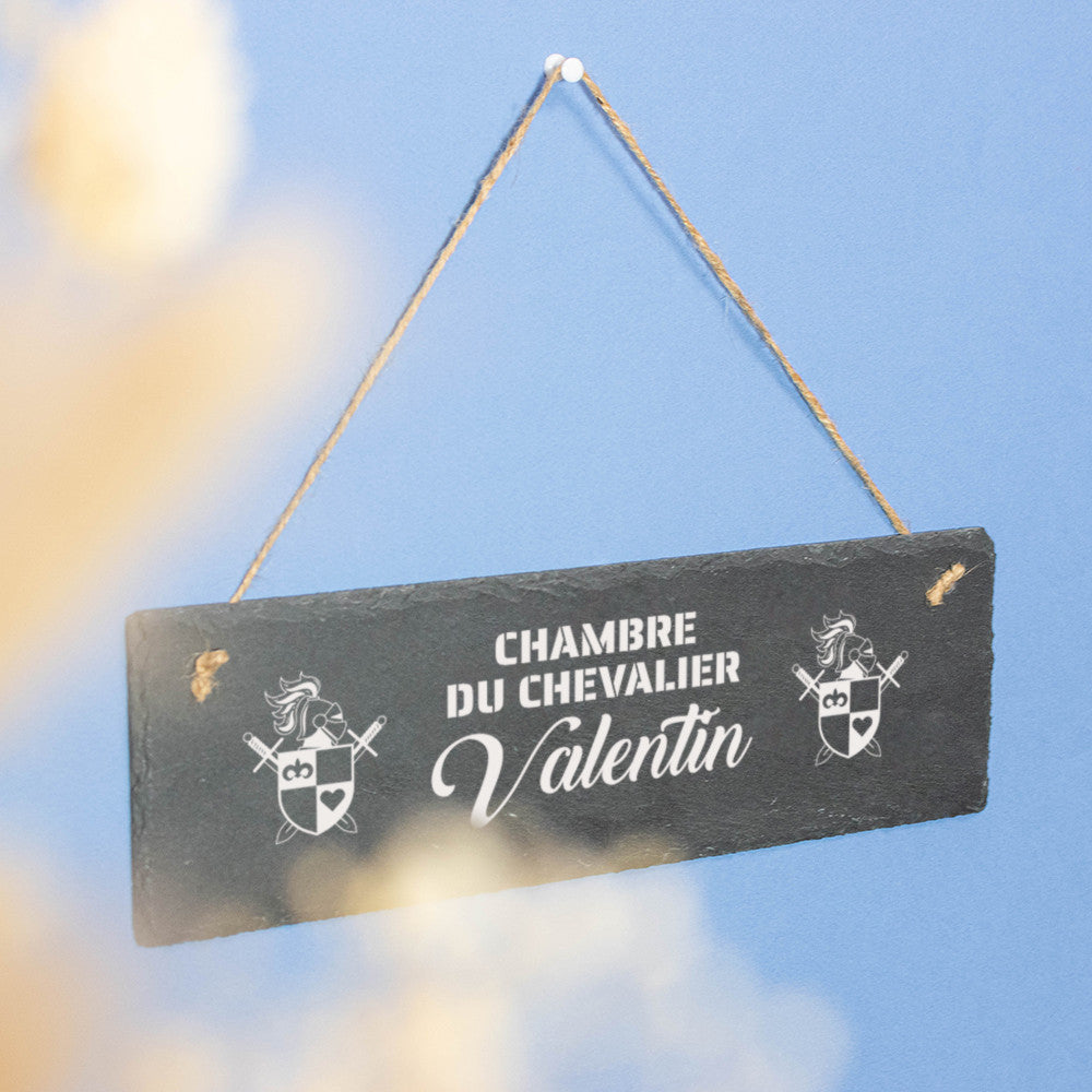 Plaque de Porte Ardoise Chevalier à Personnaliser - Décoration Murale