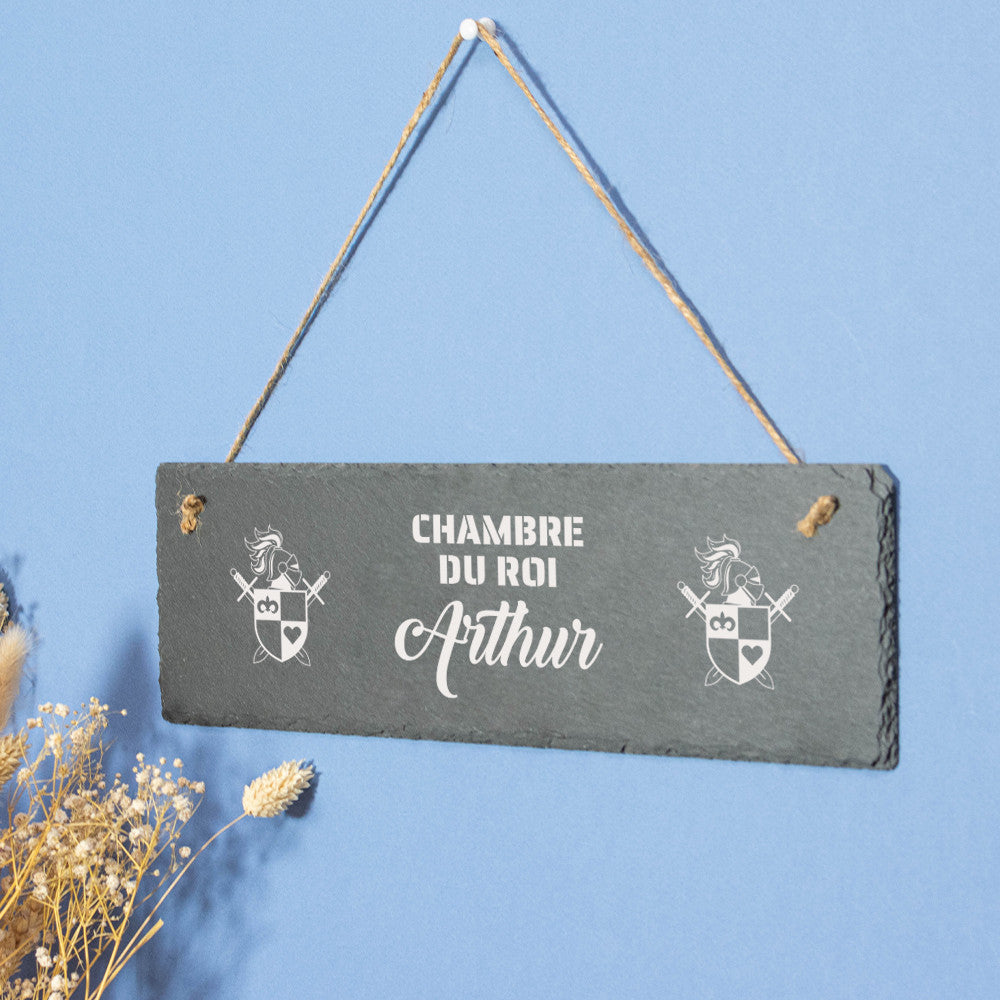 Plaque de Porte Ardoise Chevalier à Personnaliser - Décoration Murale
