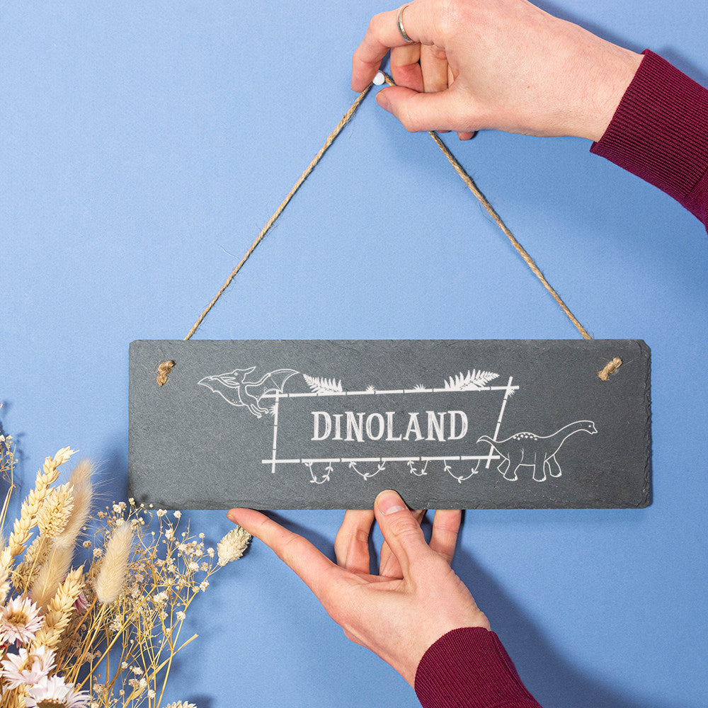 Plaque de Porte Ardoise Dinosaure à Personnaliser - Décoration Murale