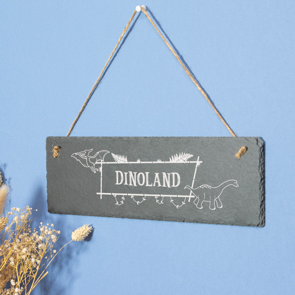 Plaque de Porte Ardoise Dinosaure à Personnaliser - Décoration Murale