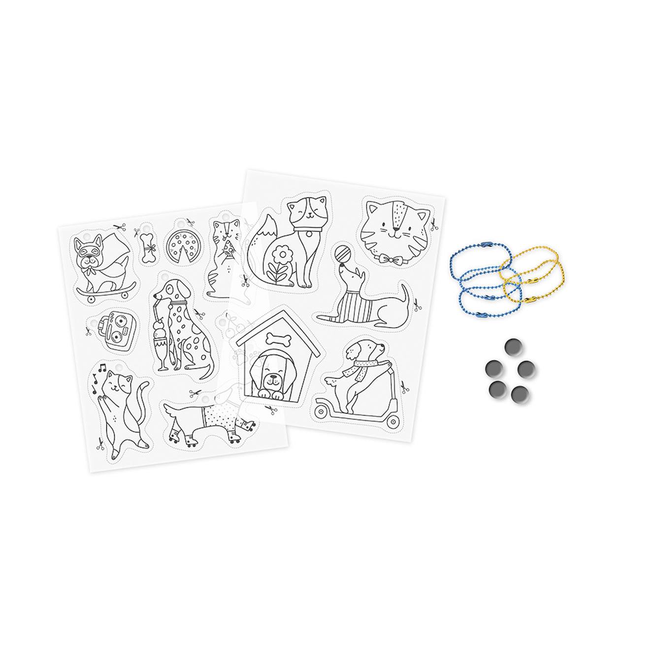Plastique fou - 10 décos chats et chiens multicolore