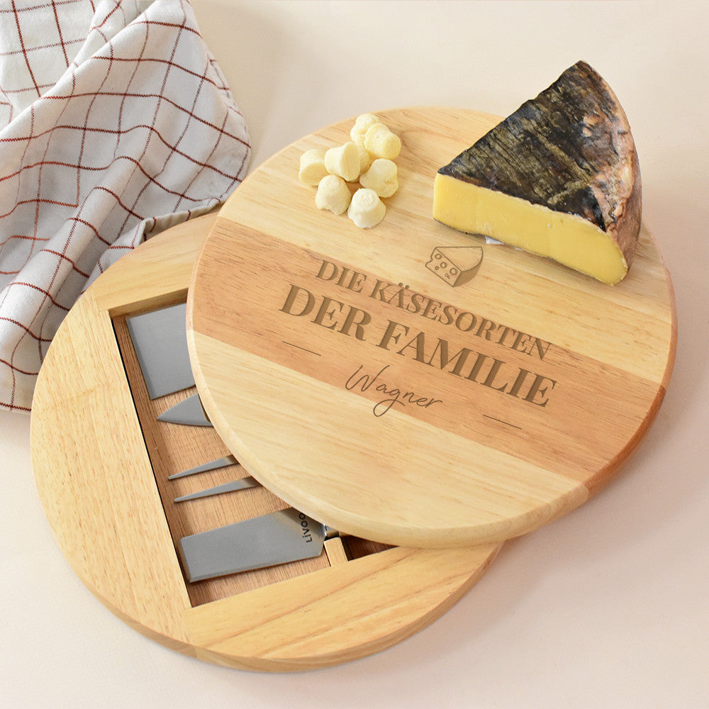 Plateau à Fromage Pivotant avec Ustensiles Famille à Personnaliser - Plateau Personnalisé