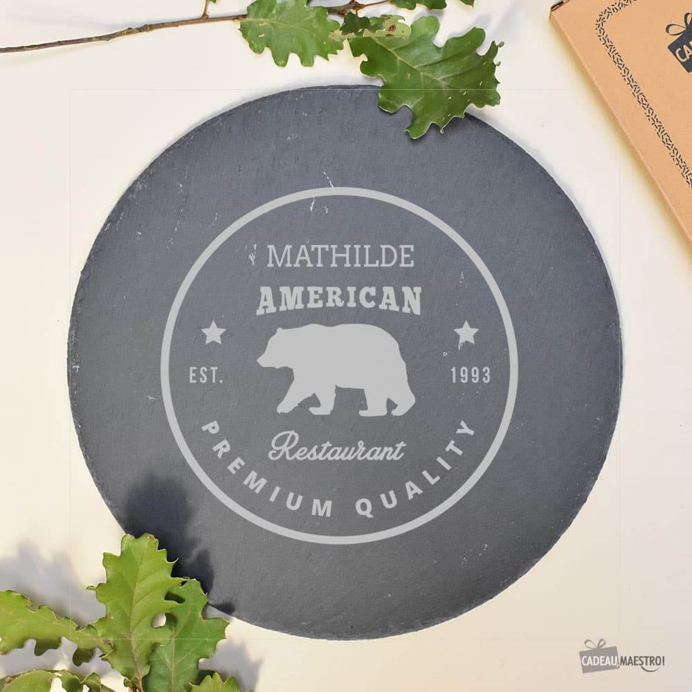 Plateau Ardoise Rond American Restaurant à Personnaliser - Plateau Personnalisé