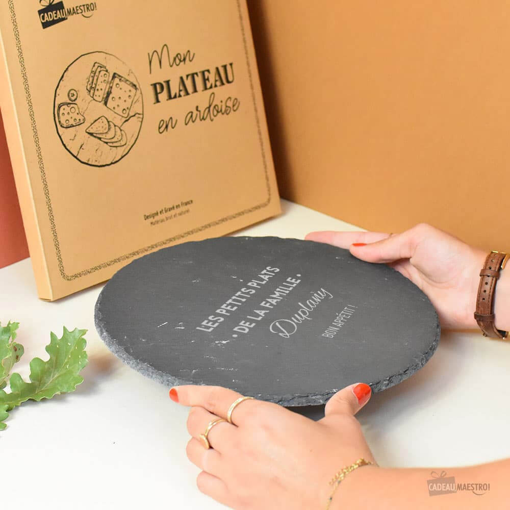 Plateau Ardoise Rond à Personnaliser - Plateau Personnalisé CadoMaestro