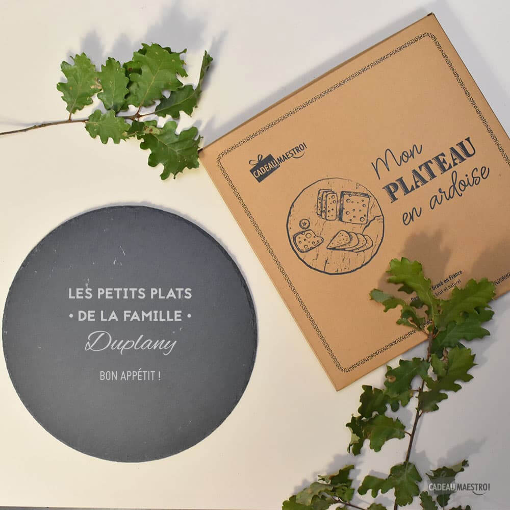Plateau Ardoise Rond à Personnaliser - Plateau Personnalisé CadoMaestro