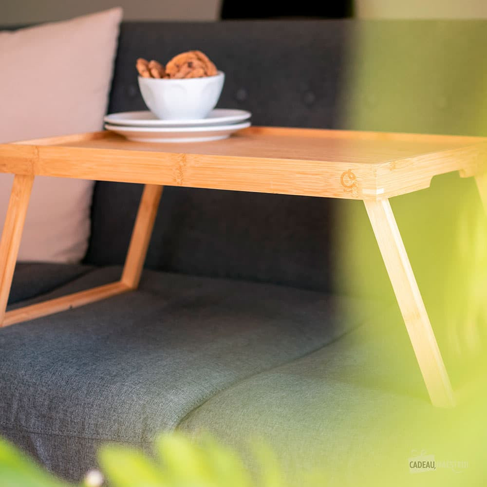 Plateau Bambou à Pieds Petit-Déjeuner Amoureux à Personnaliser - Plateau Personnalisé