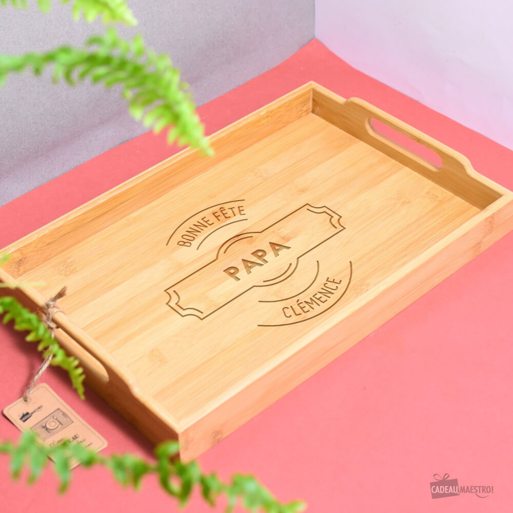 Plateau Bambou Papa à Personnaliser - Plateau Personnalisé