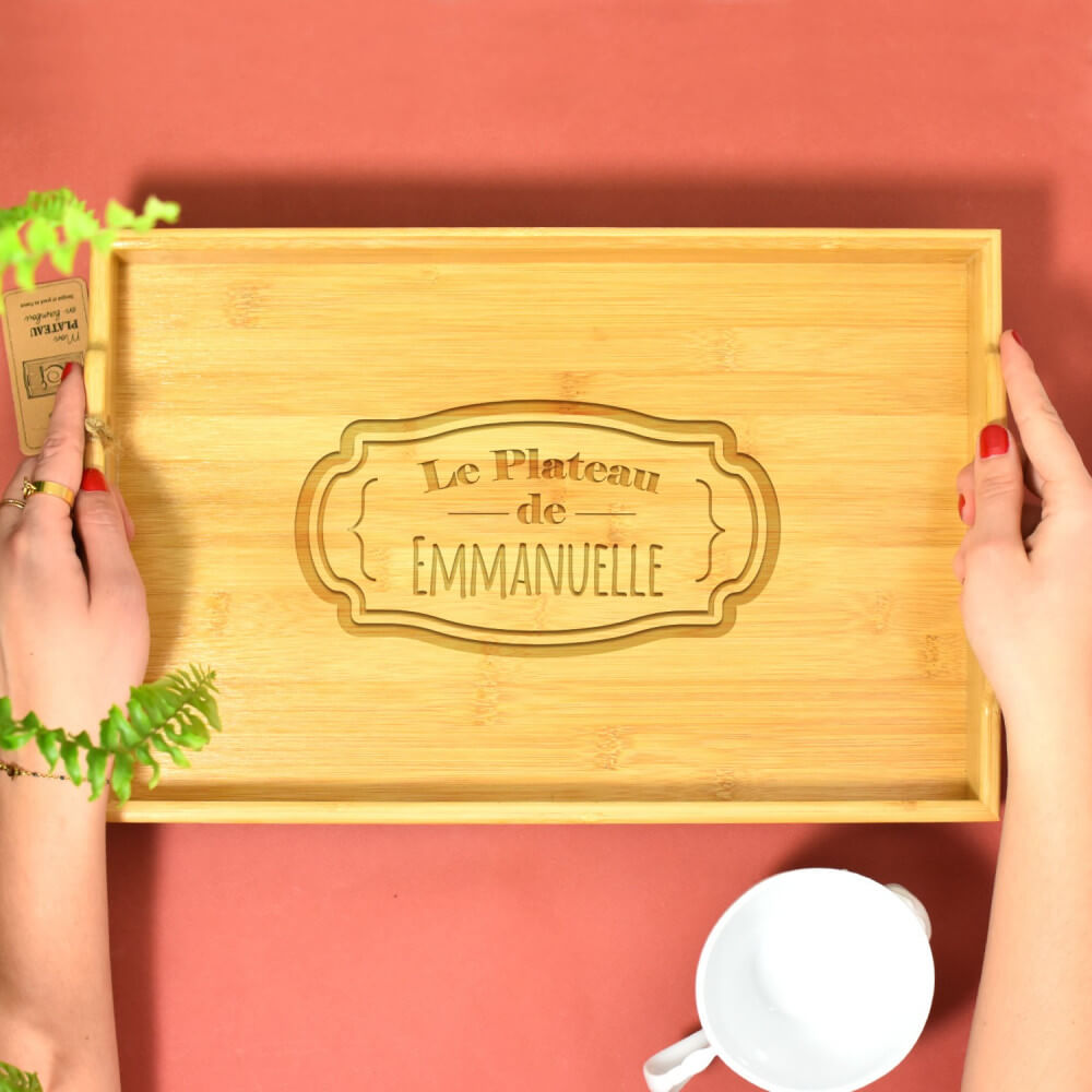 Plateau Bambou Prénom à Personnaliser - Plateau Personnalisé CadoMaestro