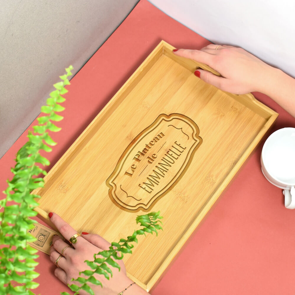 Plateau Bambou Prénom à Personnaliser - Plateau Personnalisé CadoMaestro