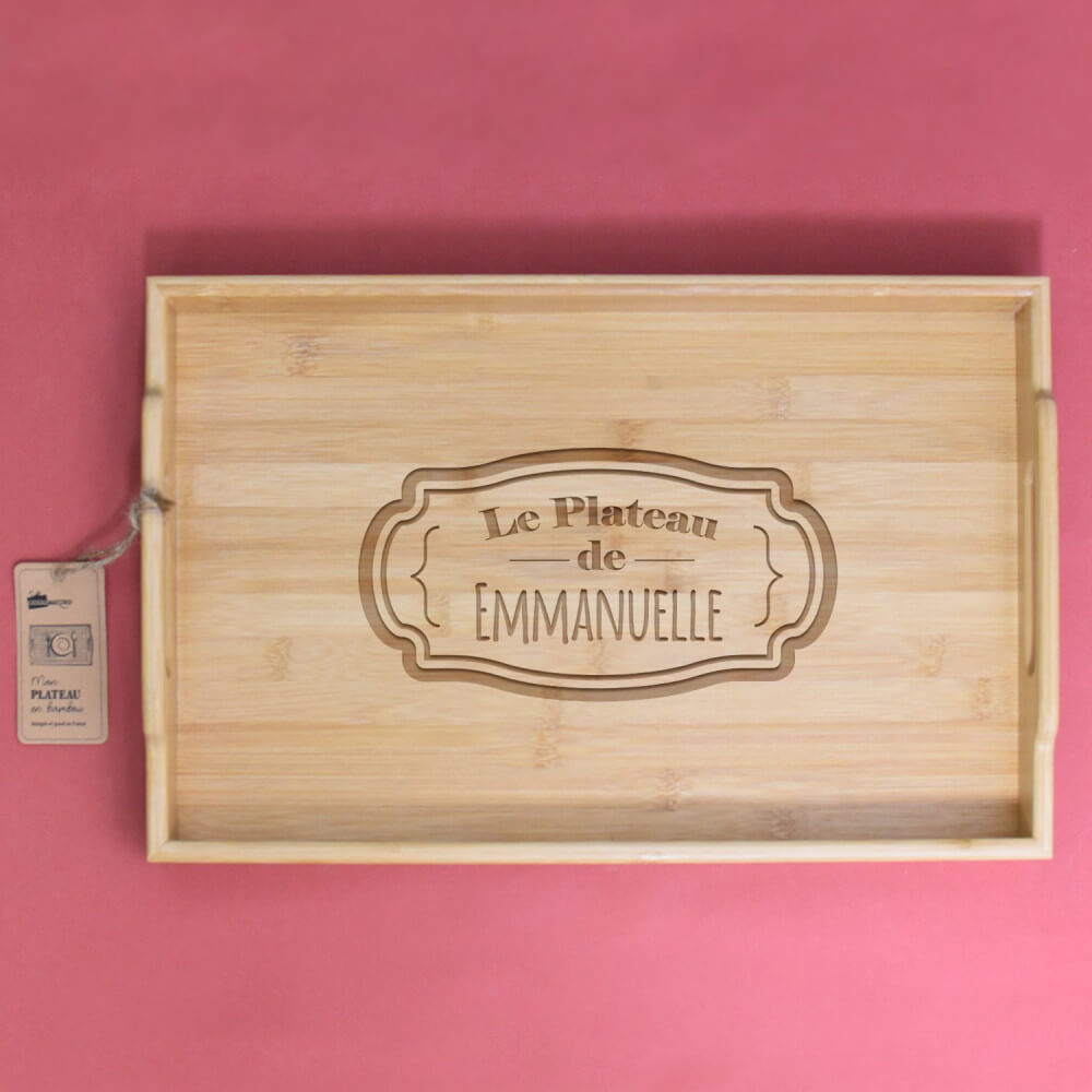 Plateau Bambou Prénom à Personnaliser - Plateau Personnalisé CadoMaestro