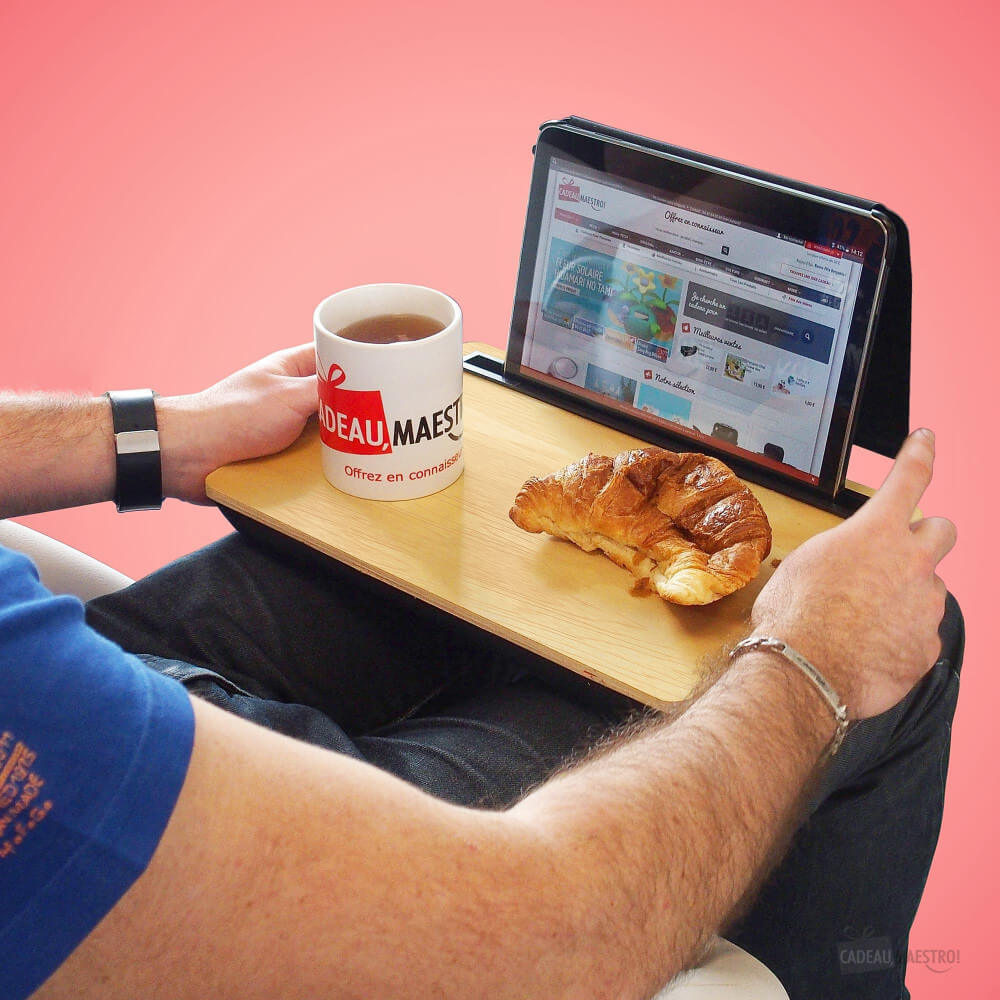 Plateau Coussin iBed pour Tablette en Bois - Support Téléphone CadoMaestro
