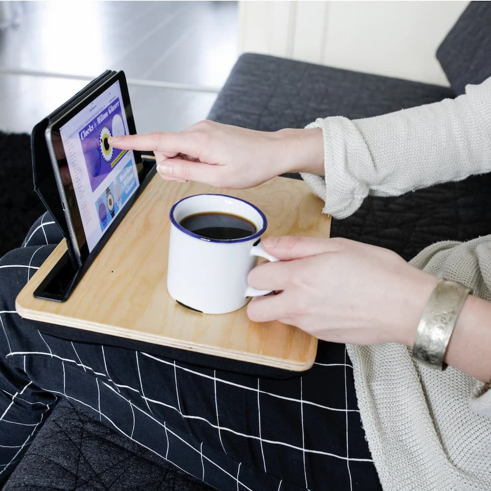 Plateau Coussin iBed pour Tablette en Bois - Support Téléphone