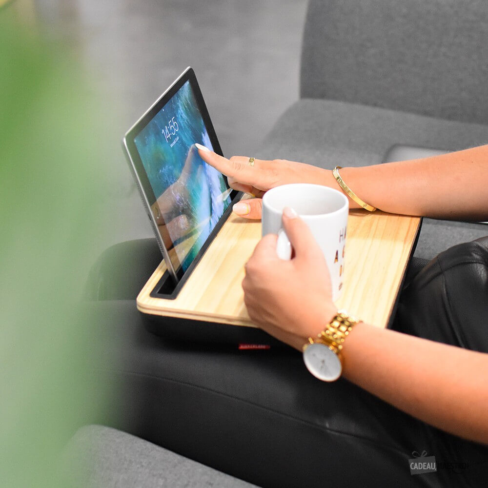 Plateau Coussin iBed pour Tablette en Bois - Support Téléphone CadoMaestro