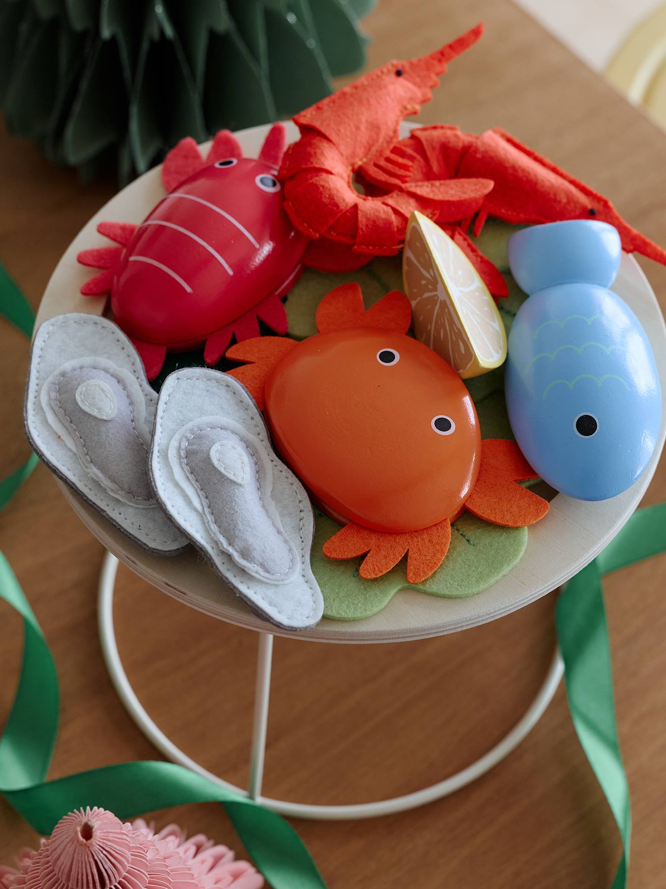 Plateau fruits de mer en bois FSC bleu