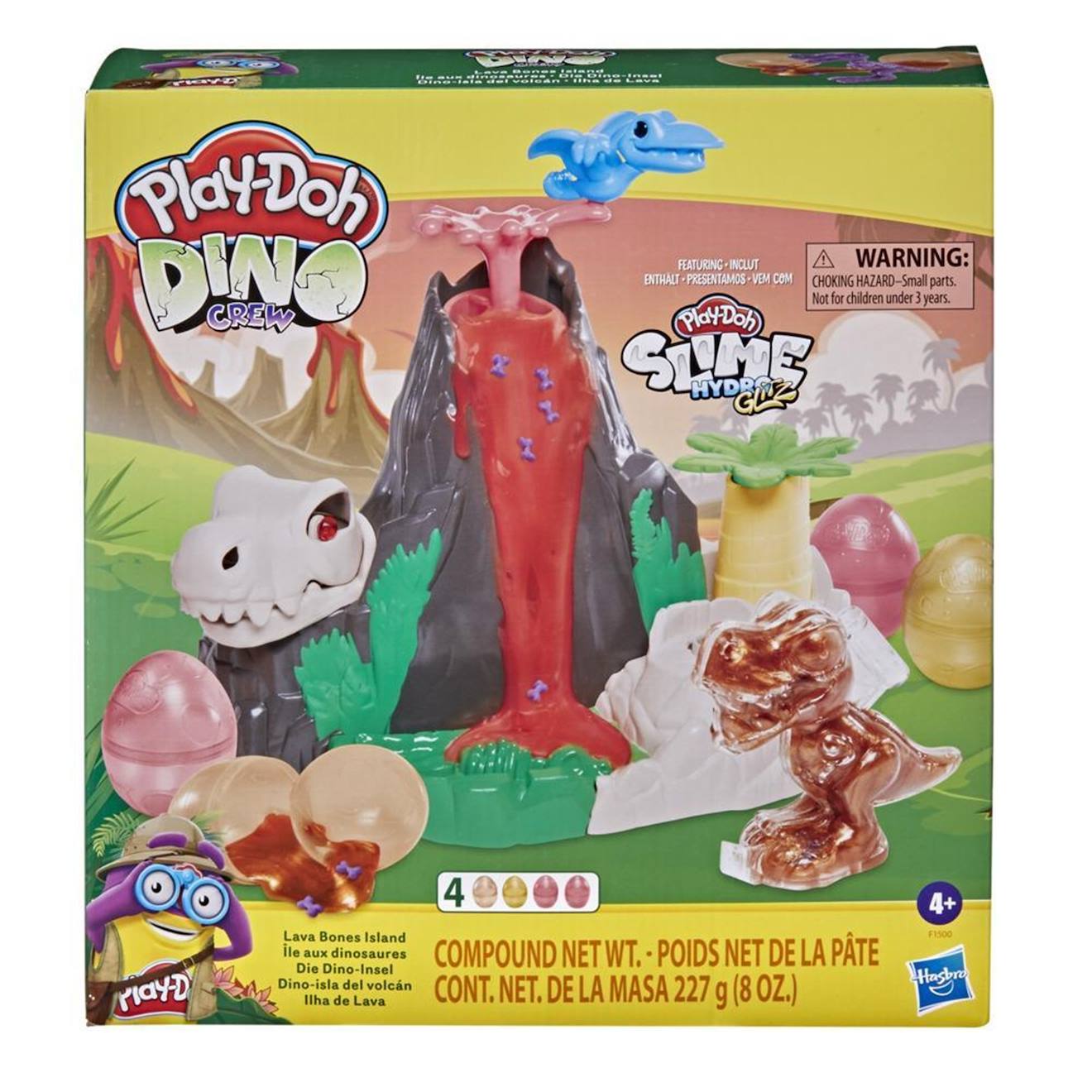 Play doh dino crew l'île aux dino avec pâte à modeler hydroglitz multicolore