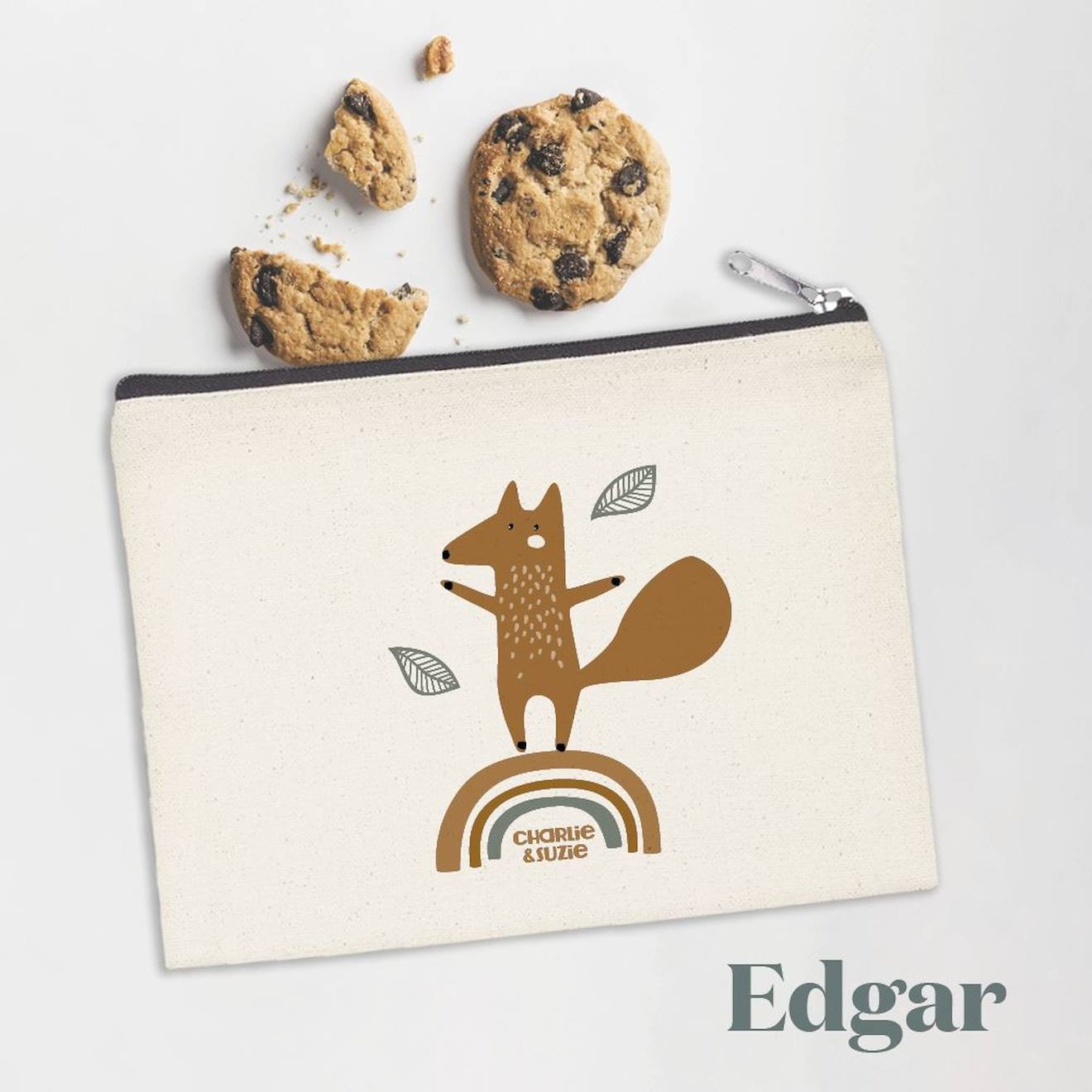 Pochette zippée edgar le renard multicolore