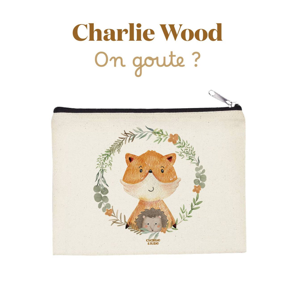 Pochette zippée renard et hérisson multicolore