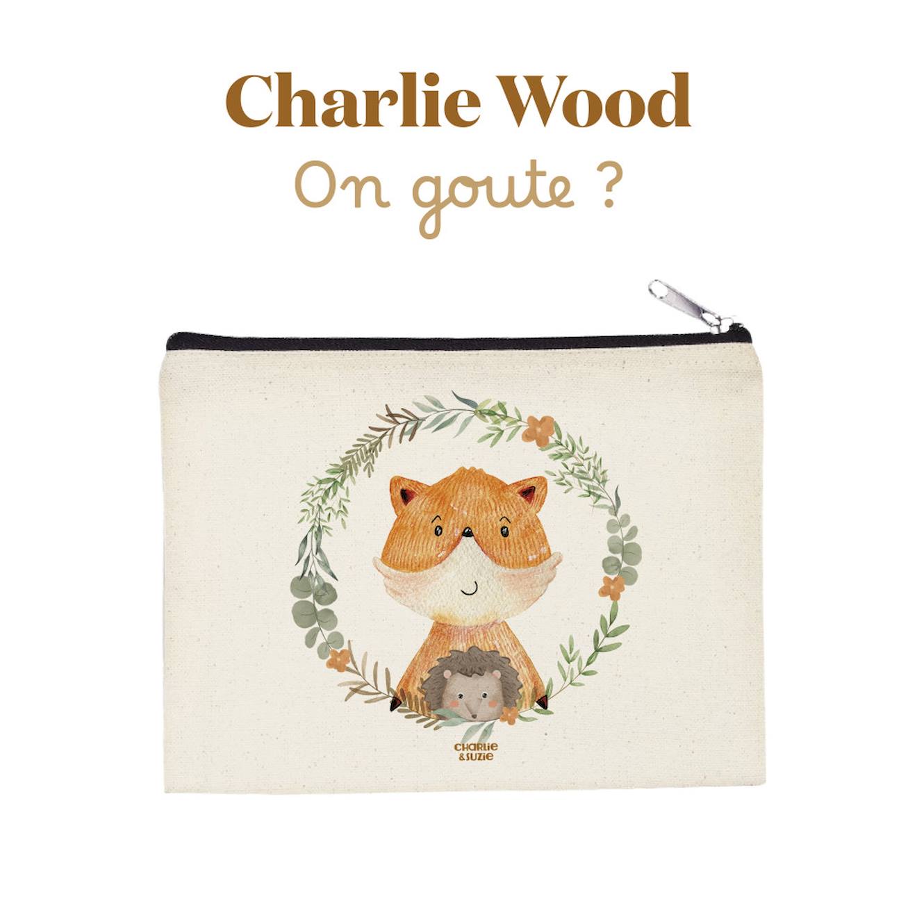 Pochette zippée renard et hérisson multicolore