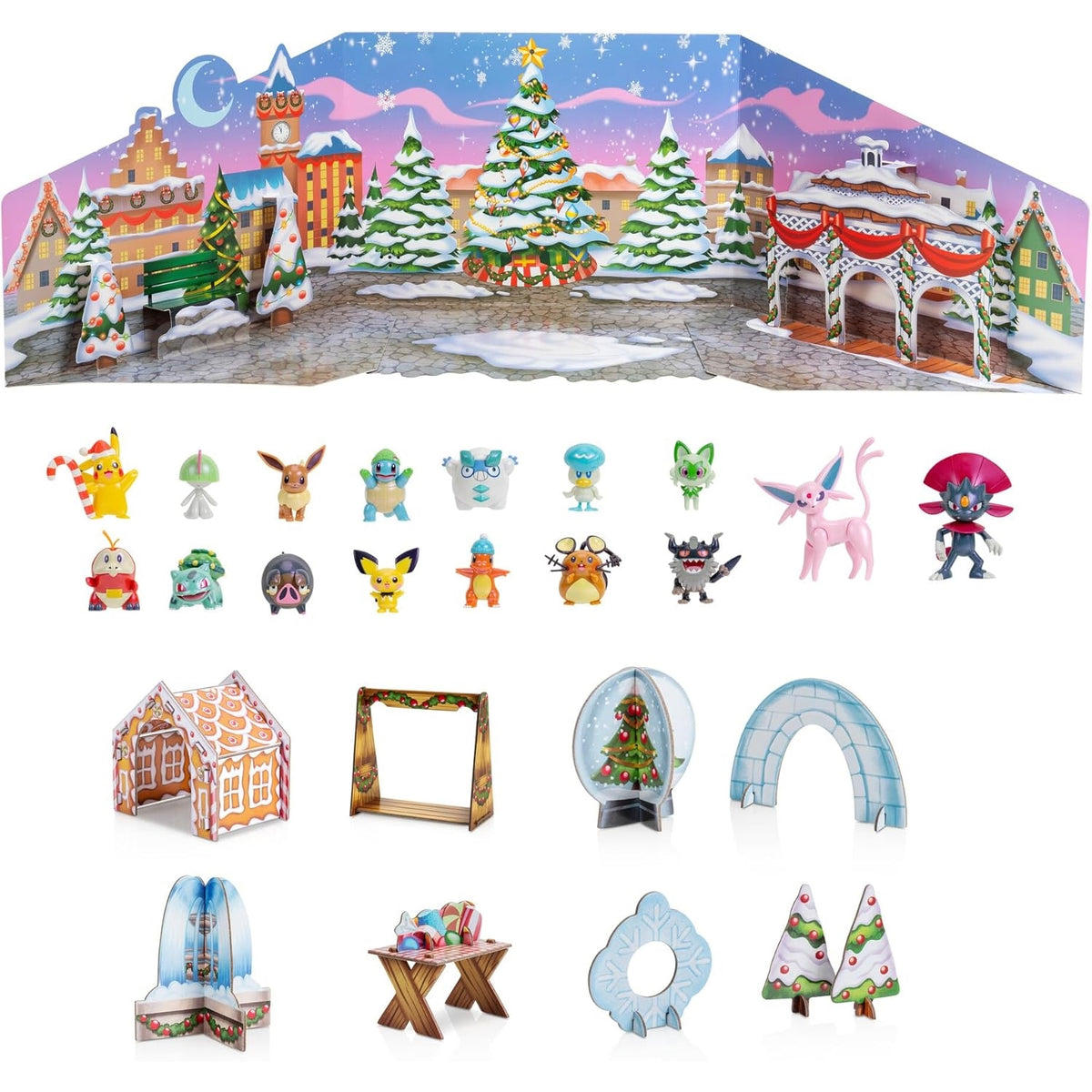 Calendrier de l'Avent Pokémon de luxe 16 figurines de bataille et 8 accessoires