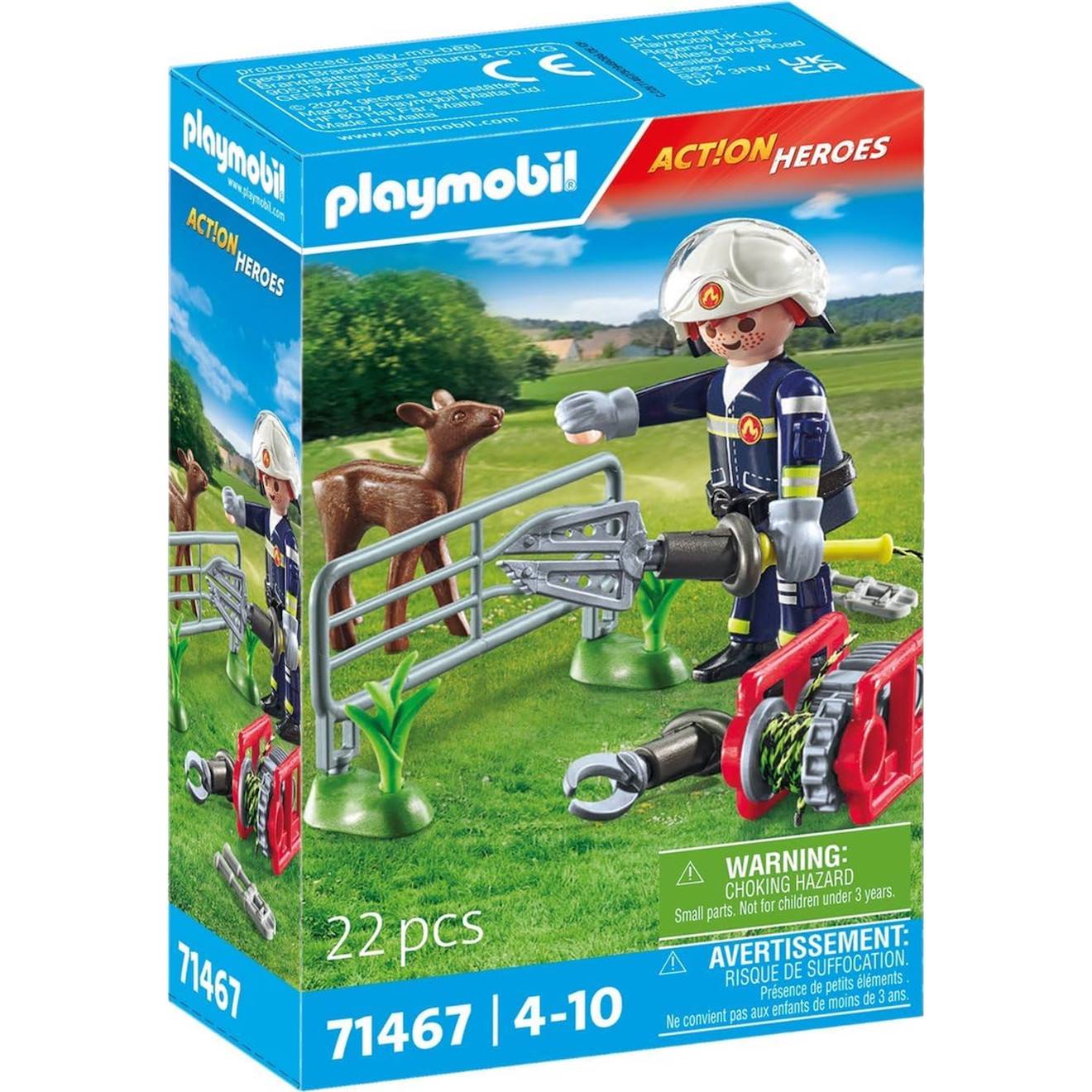 Pompier avec faon à sauver - action hereos 71467 multicolore