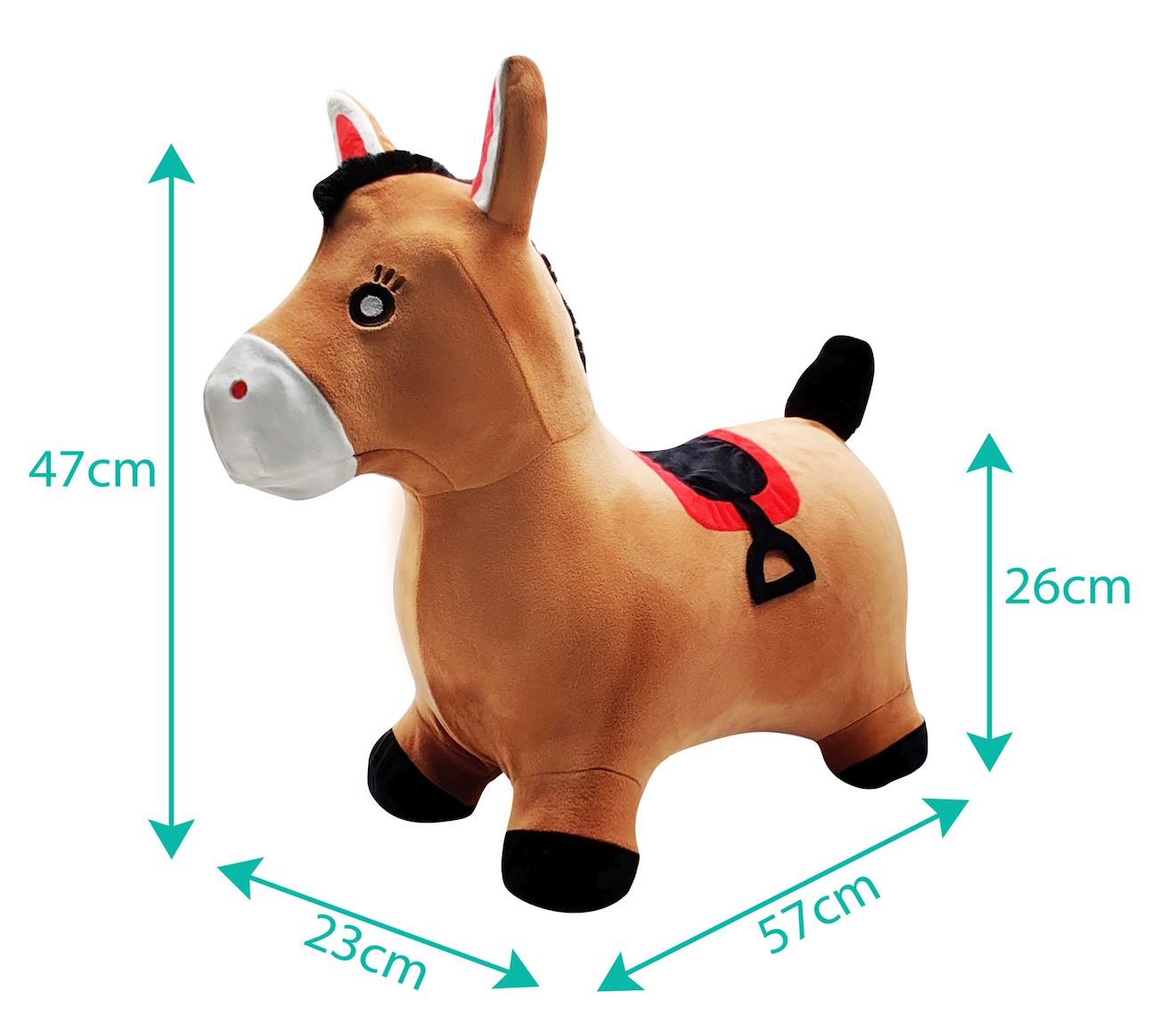 Poney sauteur gonflable avec housse en peluche marron