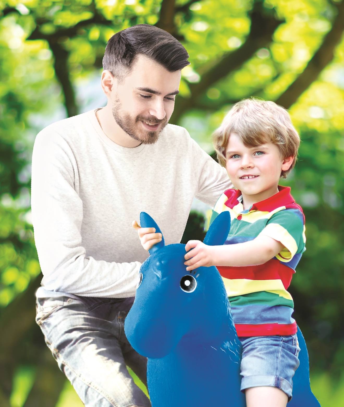 Poney sauteur gonflable bleu bleu