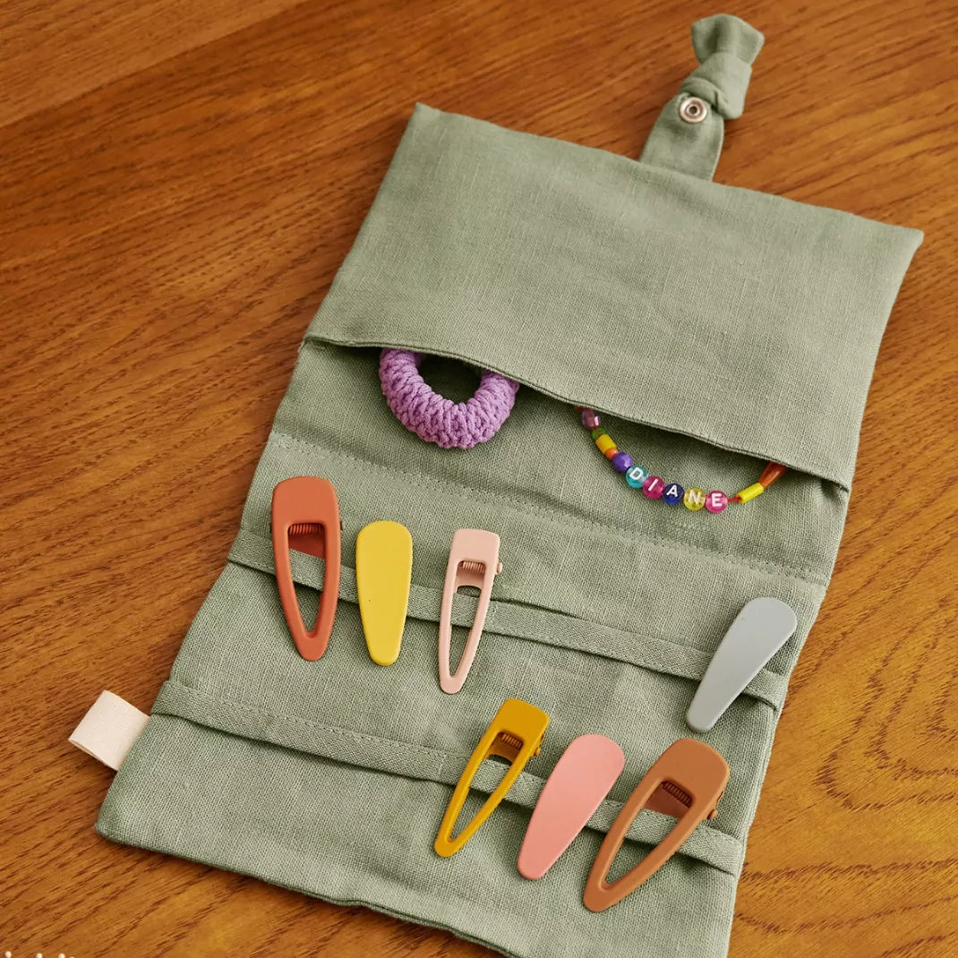 Porte-barrettes personnalisé en lin Colette le porte-barrettes - Petit Picotin