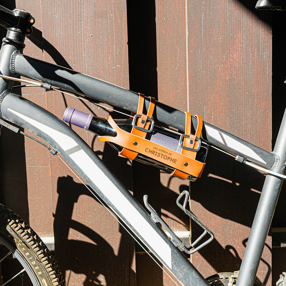Porte-Bouteille Cuir pour Vélo à Personnaliser - Vin