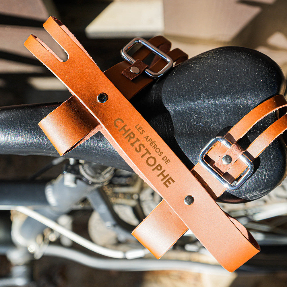 Porte-Bouteille Cuir pour Vélo à Personnaliser - Vin